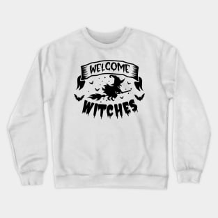 halloween welcome witches text art design Crewneck Sweatshirt